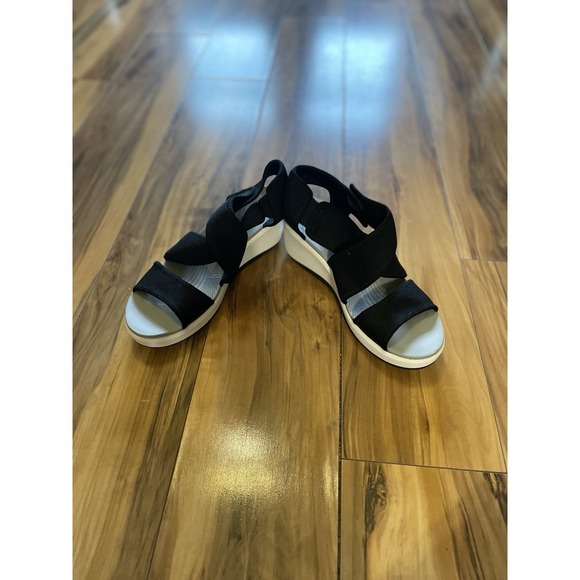 Clarks Cloudsteppers Sandals Black Slingback Wedge Womens Size 9 - Picture 1 of 13
